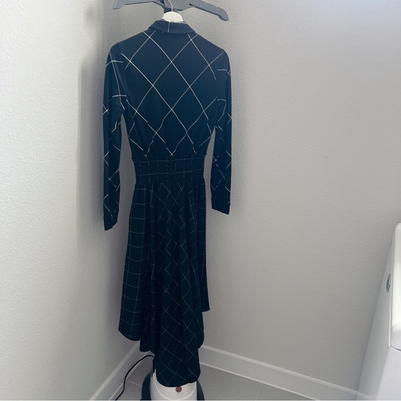 NWOT Maje Ralek Checked Asymmetric Midi Shirt Dress - Picture 9 of 11